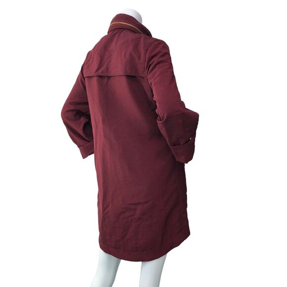 Tart Collections Womens Sz S Rain Jacket Oxblood Zip Pockets Packable Hood Lined - Picture 7 of 16